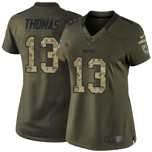 Nike Saints #13 Michael Thomas Green Women's Stitched NFL Limited 2015 Salute to Service Jersey - Click Image to Close